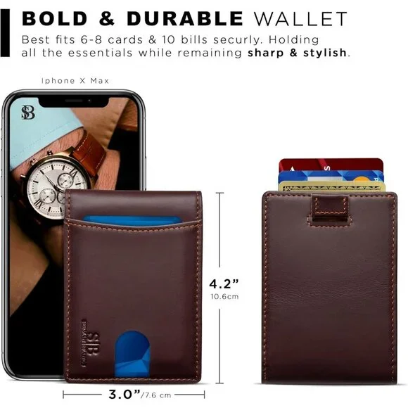 Men's Chocolate Genuine Premium Vegan Leather Front 2 Pocket Wallets Stylish